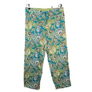 Vera Bradley Peacock Paisley (Retired) Lounge Pants M Blue Green 100% Cotton